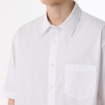Relaxed Soft Poplin Short Sleeve Shirt [White]