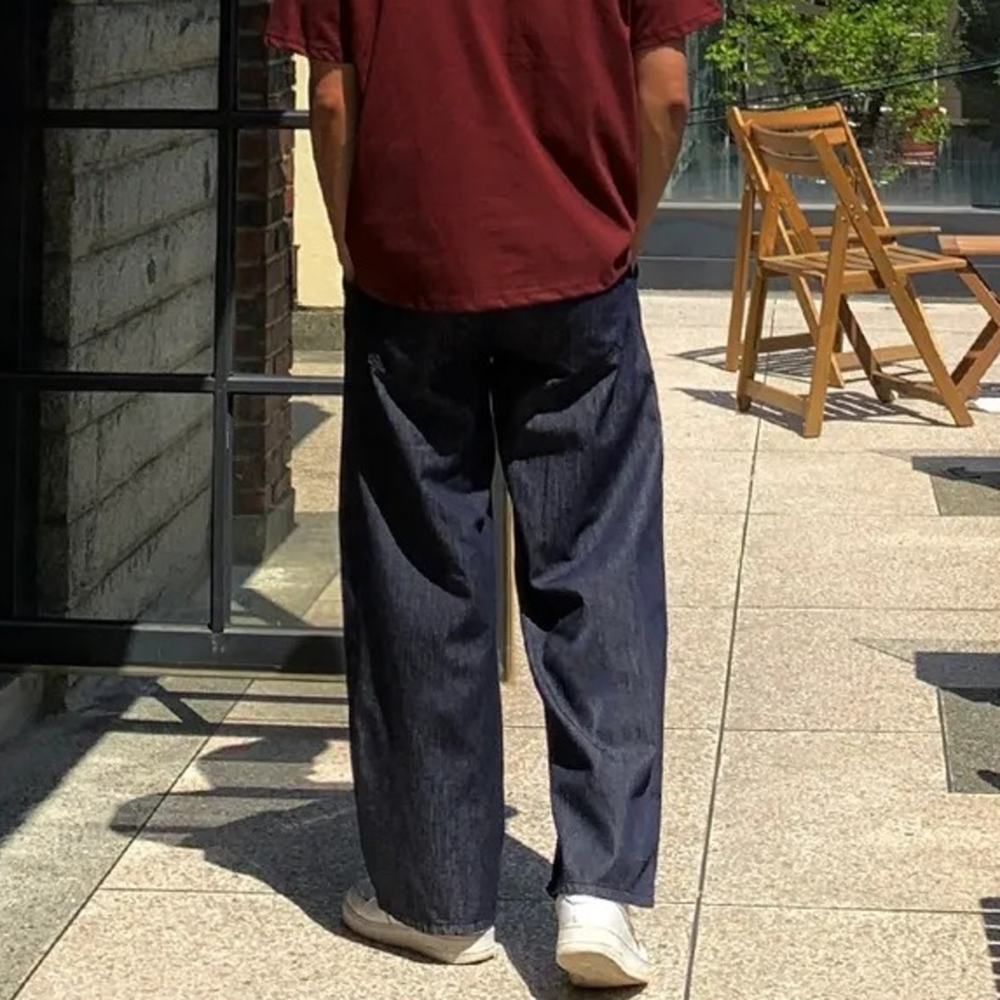 Men's Summer 3-Length Ice Cool Linen Non-Fade Two-Tuck Raw Wide Denim Pants