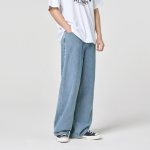 Wide Denim Pants [Medium Blue]