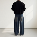 Curved Balloon Washed Wide Plus-Size Denim Jeans