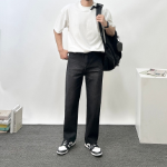 Men's Semi-Wide Light & Black Washed Denim Jeans