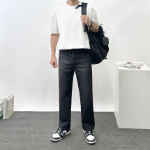 Men's Semi-Wide Light & Black Washed Denim Jeans