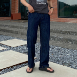 Linen Raw Wide Banding Denim Pants