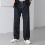 Pin-Tuck Semi-Wide Non-Fade Raw Denim Pants