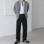 Pin-Tuck Semi-Wide Non-Fade Raw Denim Pants