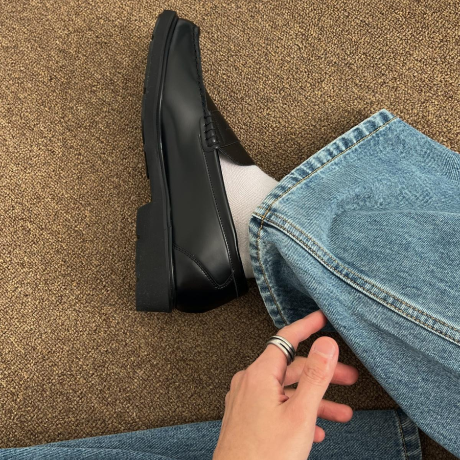 Bleach-Wash Maxi Long Wide Straight-Fit Denim Pants