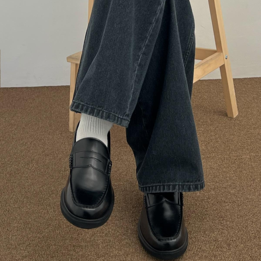 Bleach-Wash Maxi Long Wide Straight-Fit Denim Pants