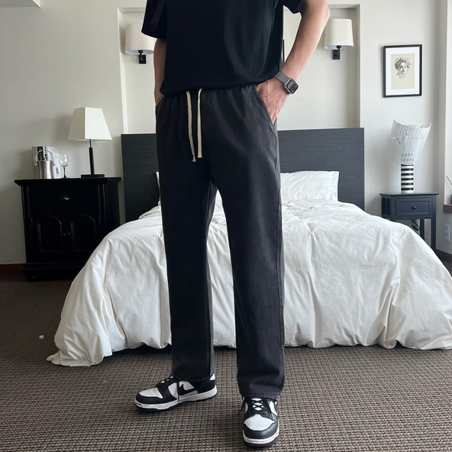 Unisex Banding Wide Light & Dark Blue Denim Pants