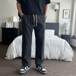 Unisex Banding Wide Light & Dark Blue Denim Pants