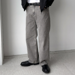 Gray Vintage Washing Wide Denim Pants