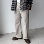 Gray Vintage Washing Wide Denim Pants