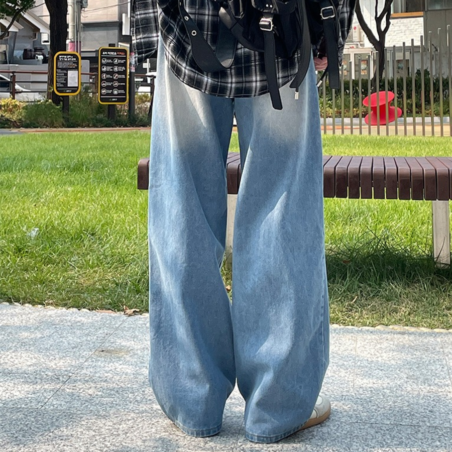 Brush Washed Double Pintuck Wide Pants