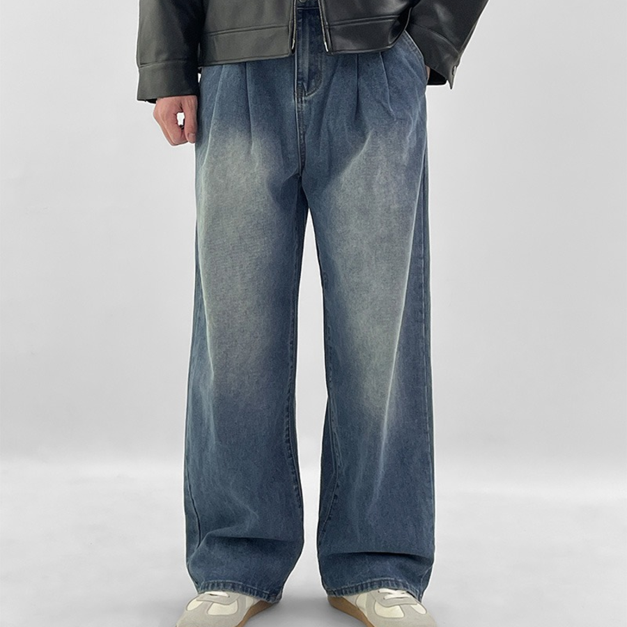 Brush Washed Double Pintuck Wide Pants