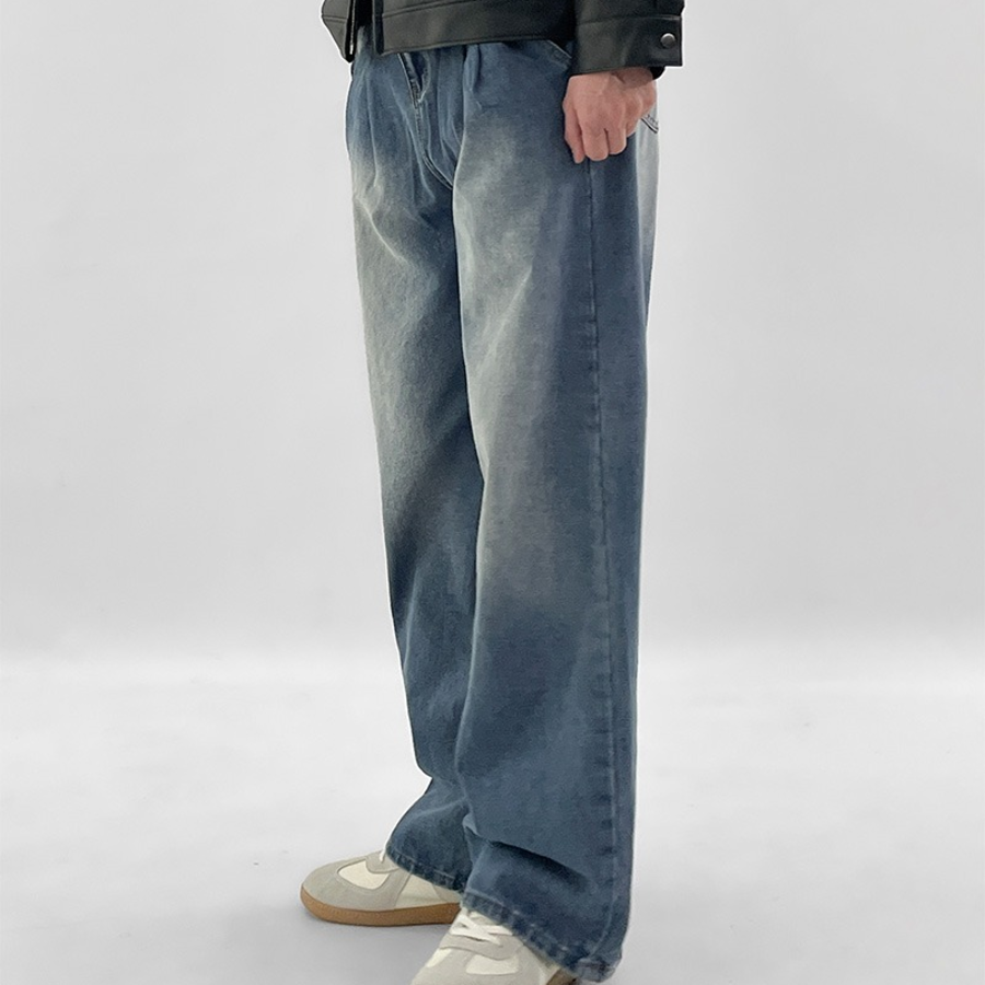 Brush Washed Double Pintuck Wide Pants