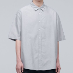 Oversized Oxford Short Sleeve Shirt [Gray]
