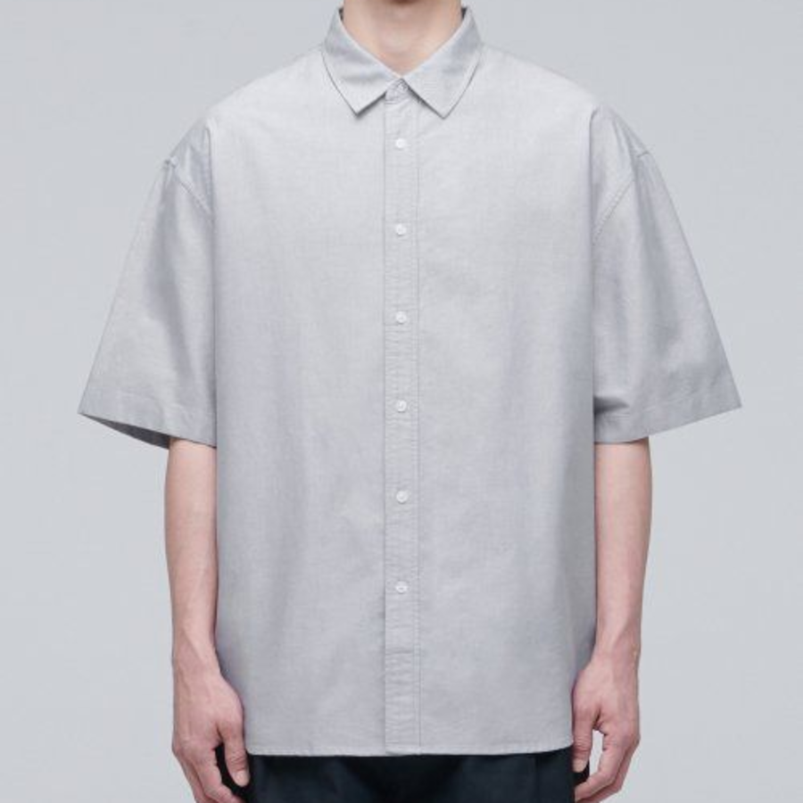 Oversized Oxford Short Sleeve Shirt [Gray]
