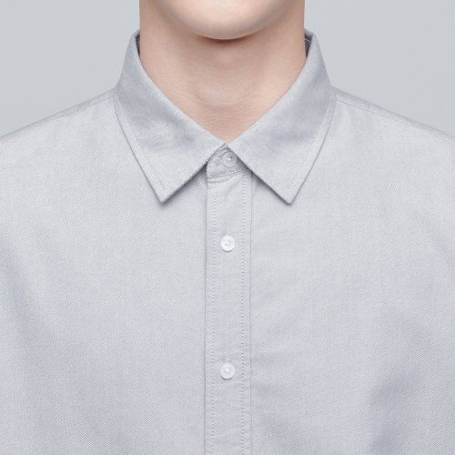 Oversized Oxford Short Sleeve Shirt [Gray]