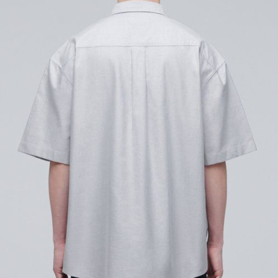 Oversized Oxford Short Sleeve Shirt [Gray]