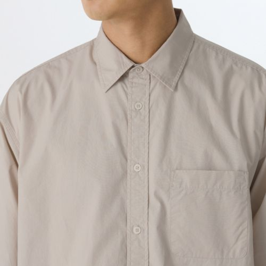 Oversized Washed Poplin Shirt [Light Beige]