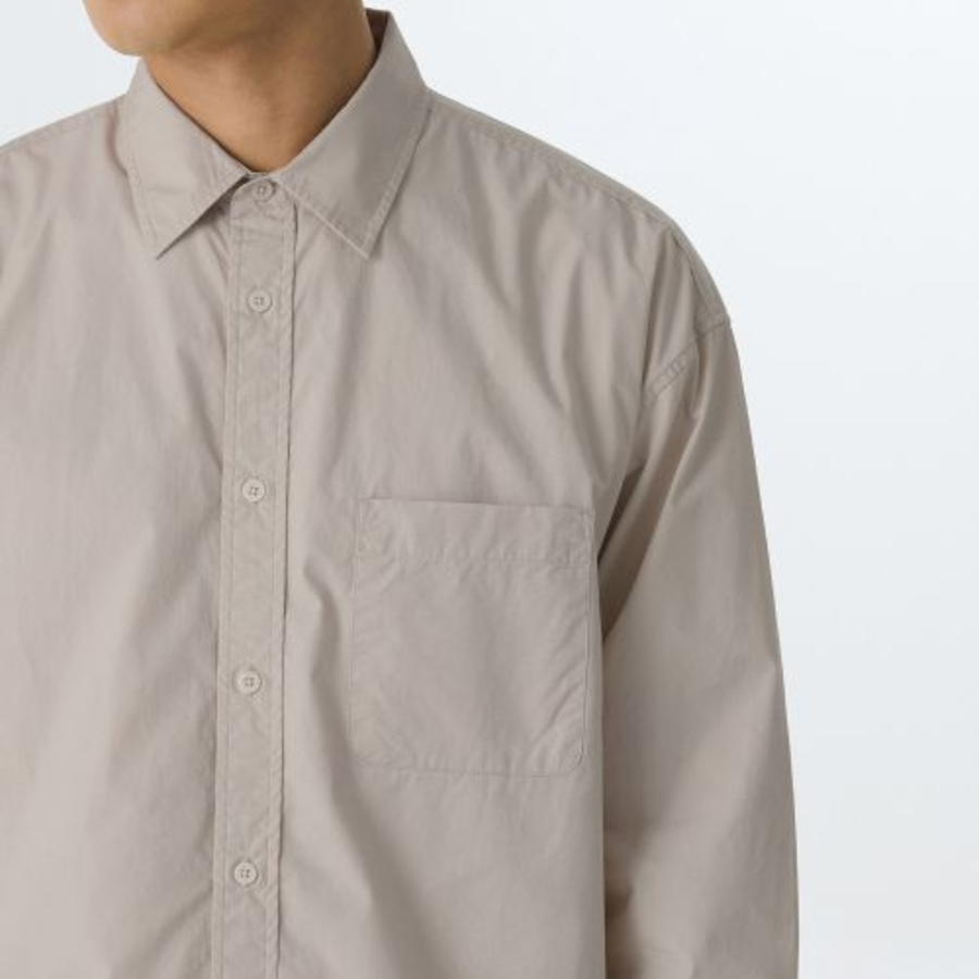 Oversized Washed Poplin Shirt [Light Beige]