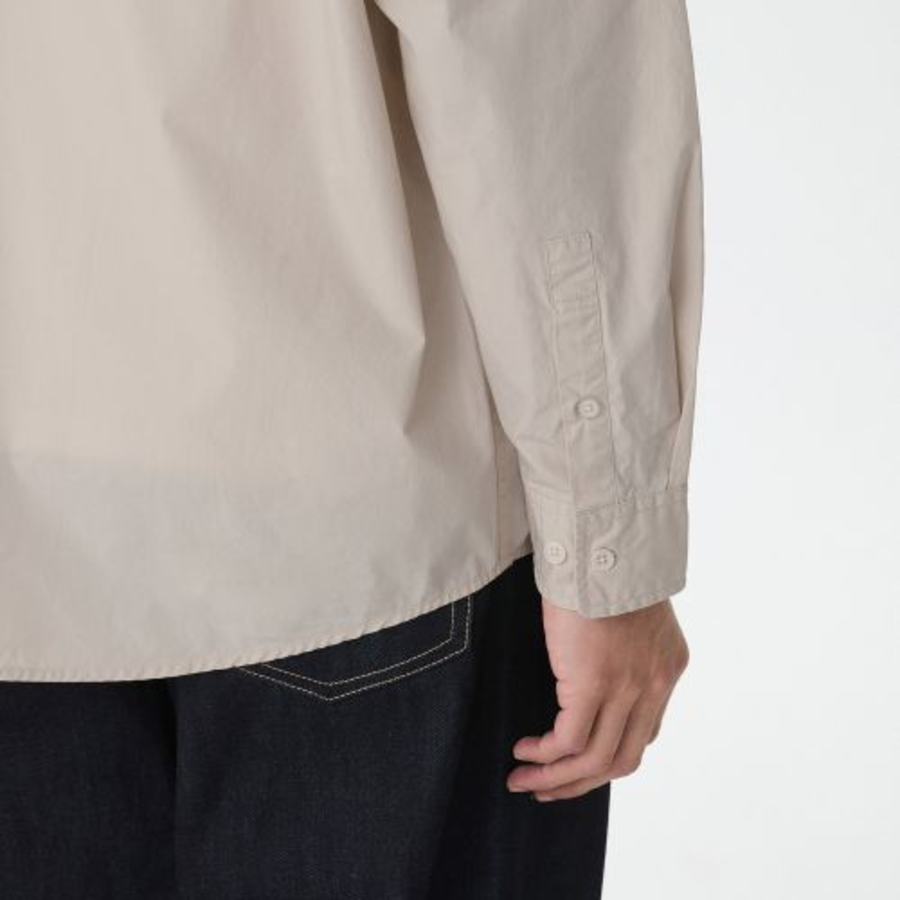 Oversized Washed Poplin Shirt [Light Beige]