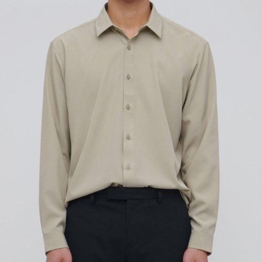 Relax Fit Silky Shirt [Light Beige]