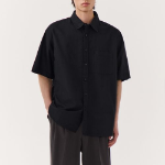 Relaxed Oxford Short-Sleeve Shirt [Black]