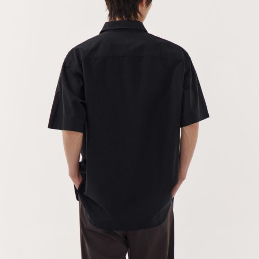 Relaxed Oxford Short-Sleeve Shirt [Black]