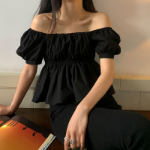 Shirring A-Line – блузка Peplum Flare Crop Blouse