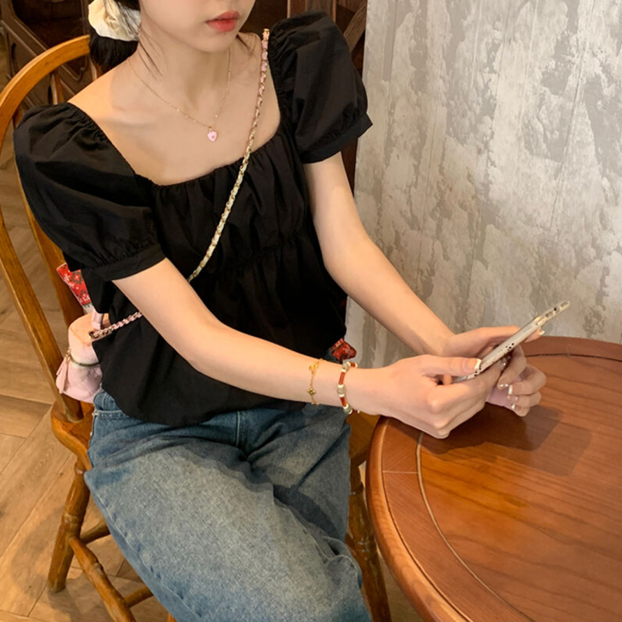 Shirring A-Line – блузка Peplum Flare Crop Blouse