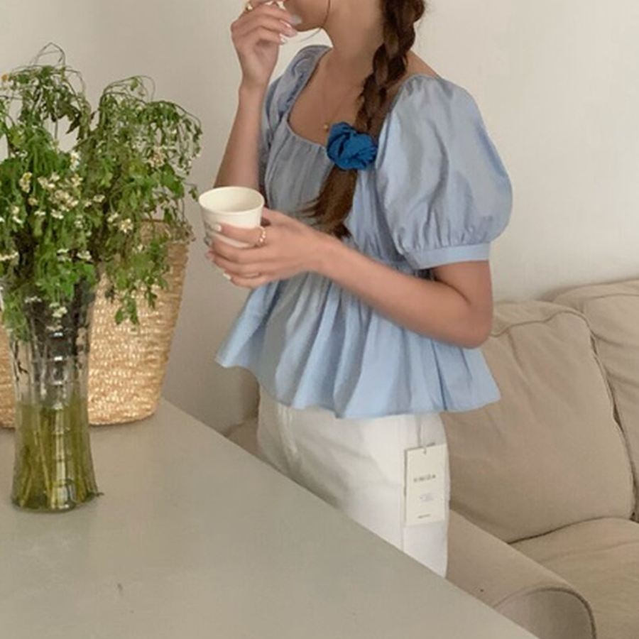 Shirring A-Line – блузка Peplum Flare Crop Blouse