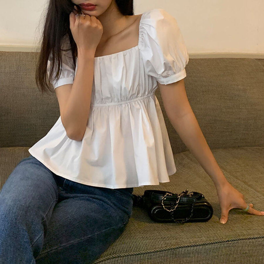 Shirring A-Line – блузка Peplum Flare Crop Blouse