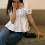 Shirring A-Line – блузка Peplum Flare Crop Blouse