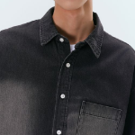 Big Brush Relaxed Short Sleeve Denim Shirt [Black]