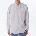 Oversized Washed Poplin Shirt [Purple Gray]
