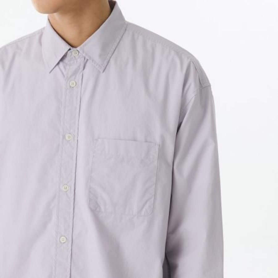 Oversized Washed Poplin Shirt [Purple Gray]