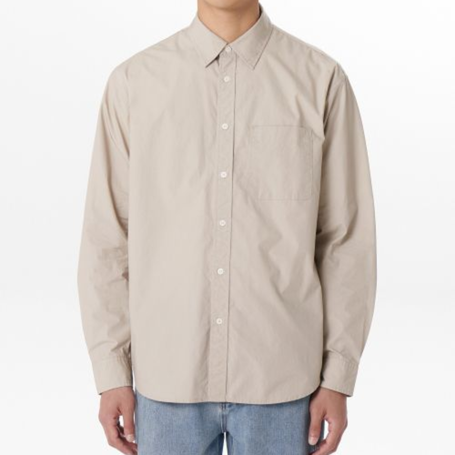 Relaxed Washed Poplin Shirt [Beige]