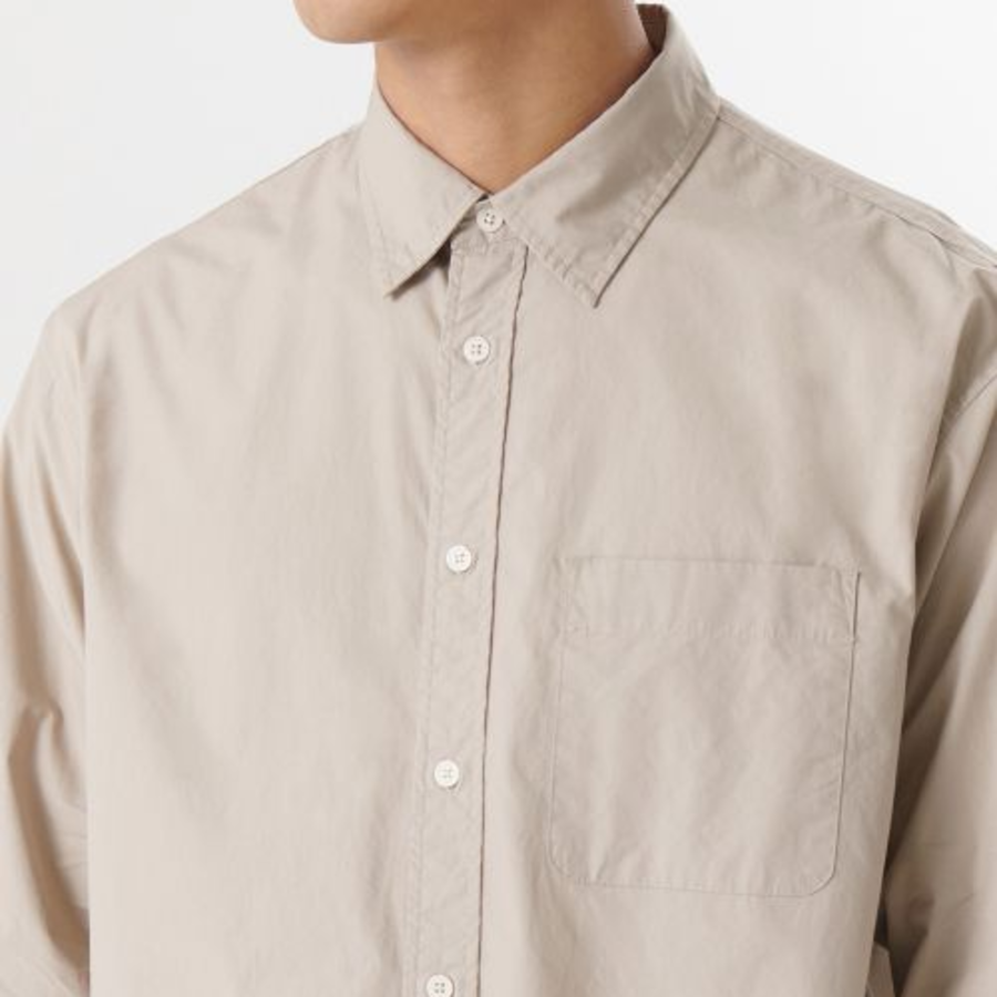Relaxed Washed Poplin Shirt [Beige]
