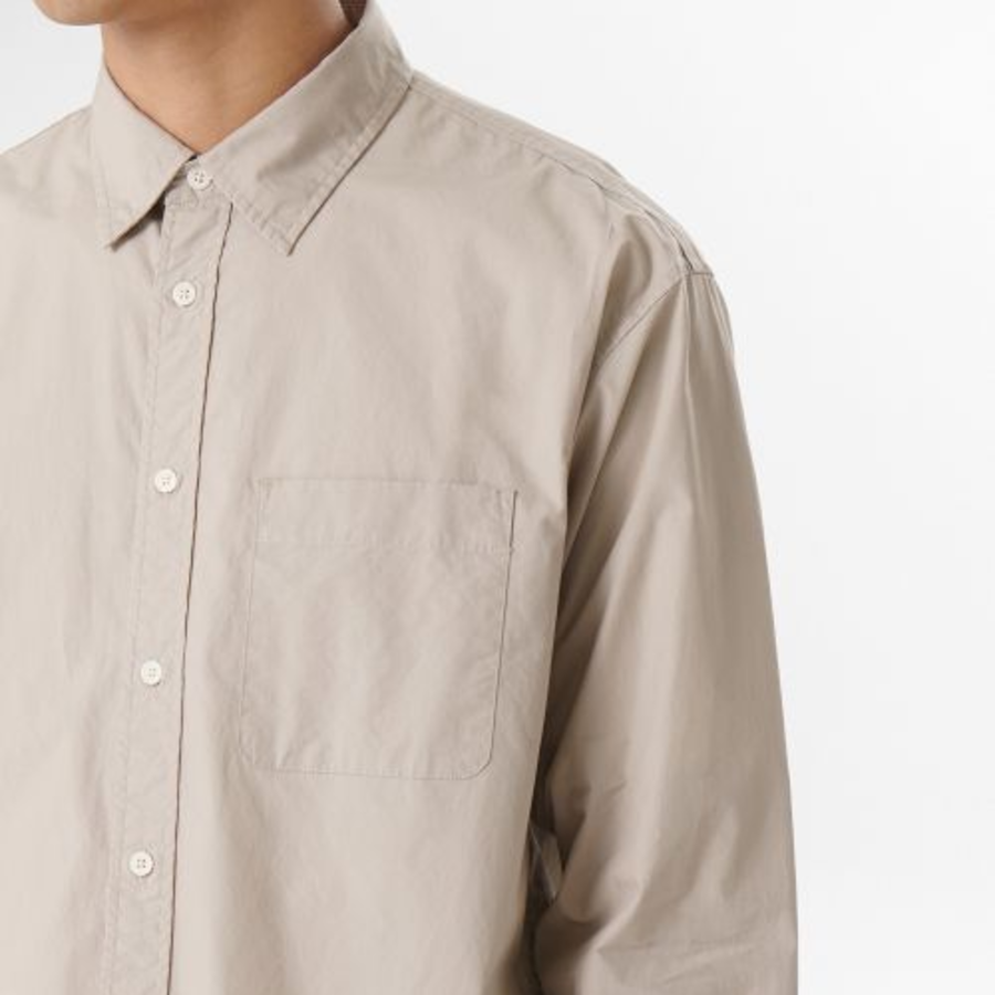 Relaxed Washed Poplin Shirt [Beige]