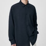 Relaxed Linen Like Shirt [Navy]
