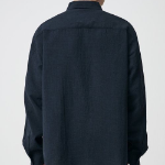 Relaxed Linen Like Shirt [Navy]