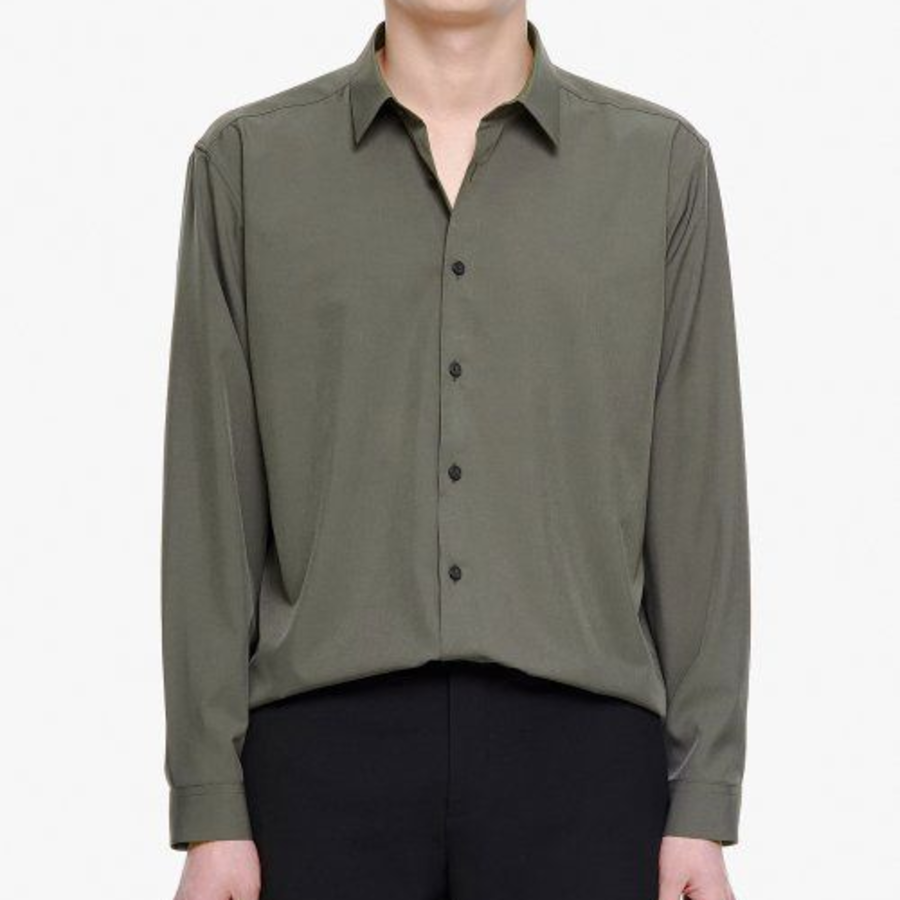Relaxed Fit Silky Shirt [Khaki]