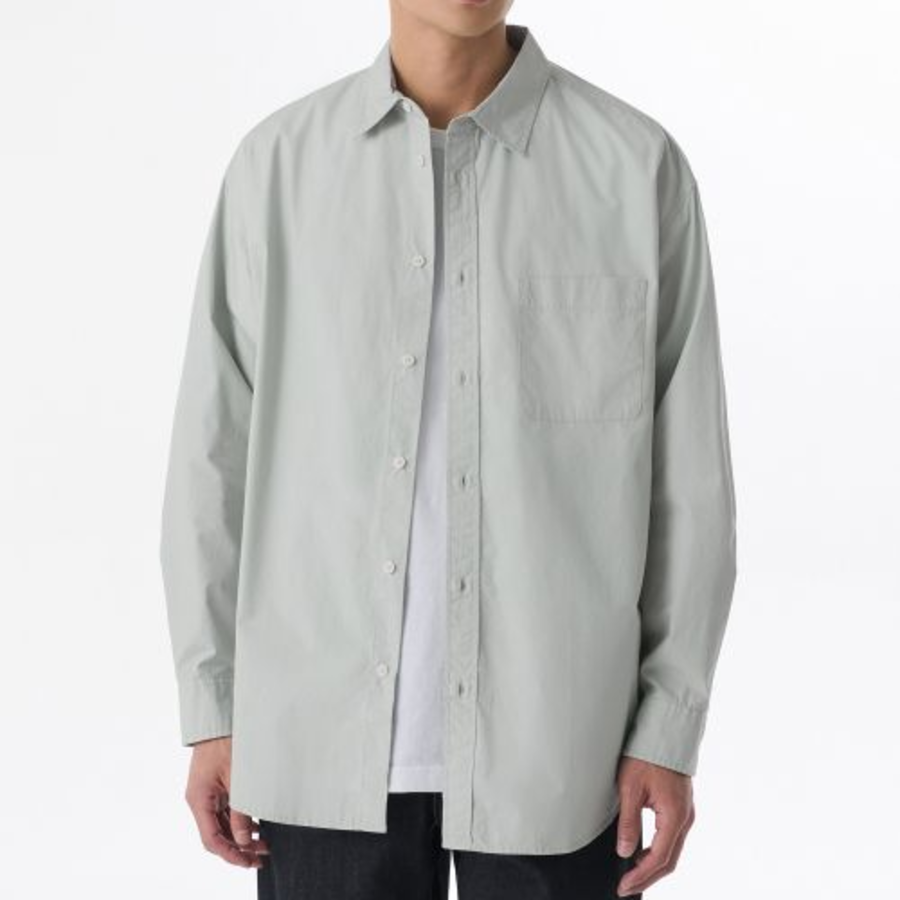 Oversized Washed Poplin Shirt [Dusty Mint]
