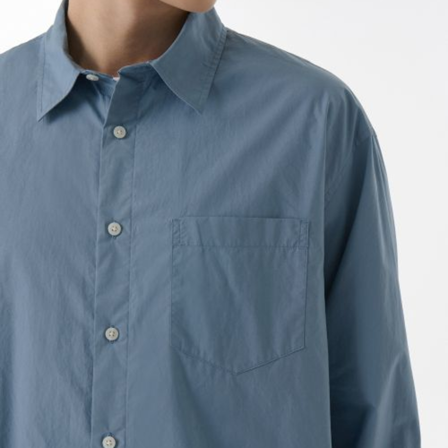 Relaxed Soft Poplin Shirt [Blue Gray]
