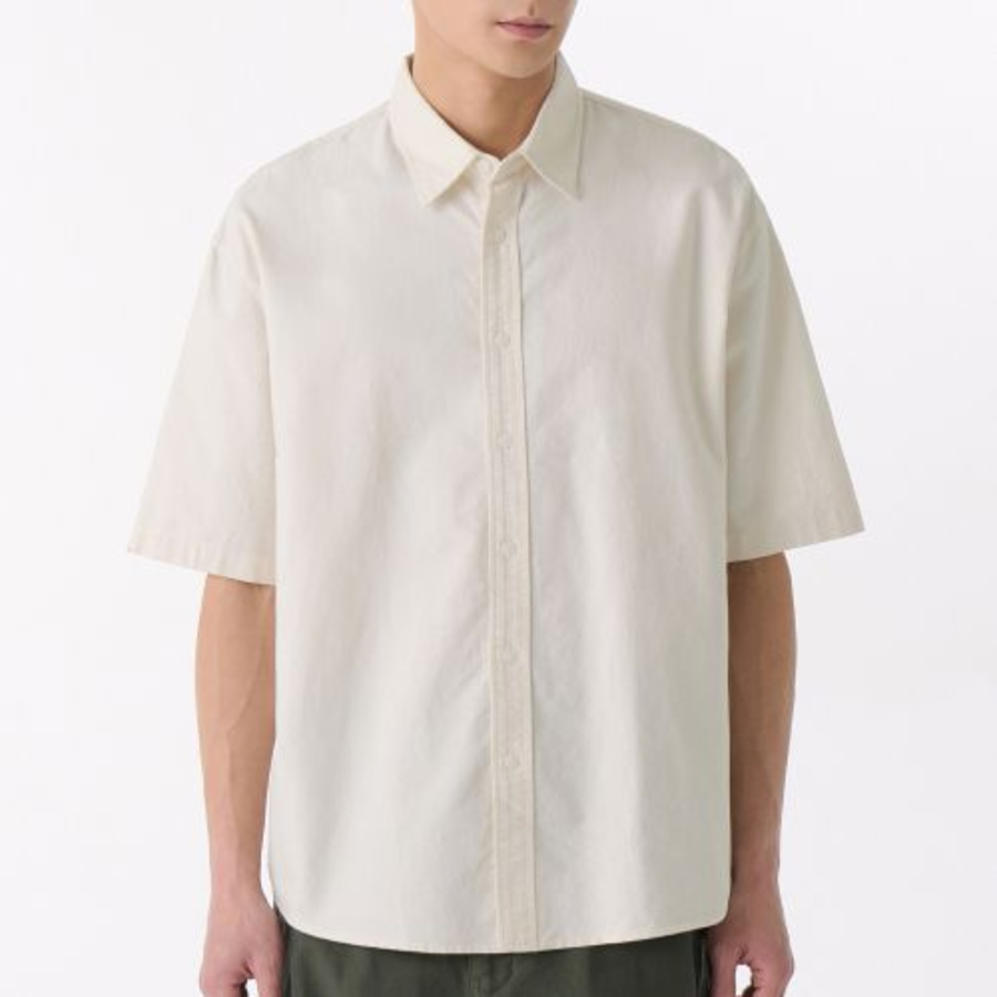 Oversized Oxford Short Sleeve Shirt [Cream]