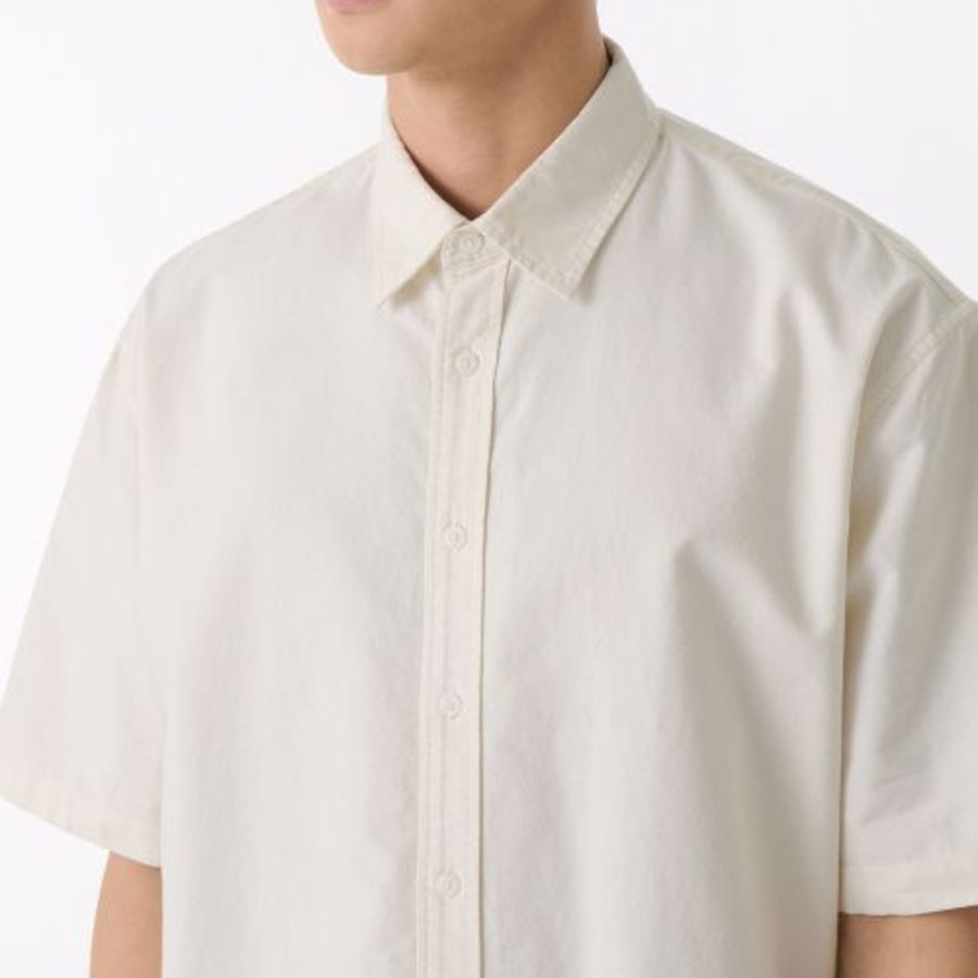 Oversized Oxford Short Sleeve Shirt [Cream]
