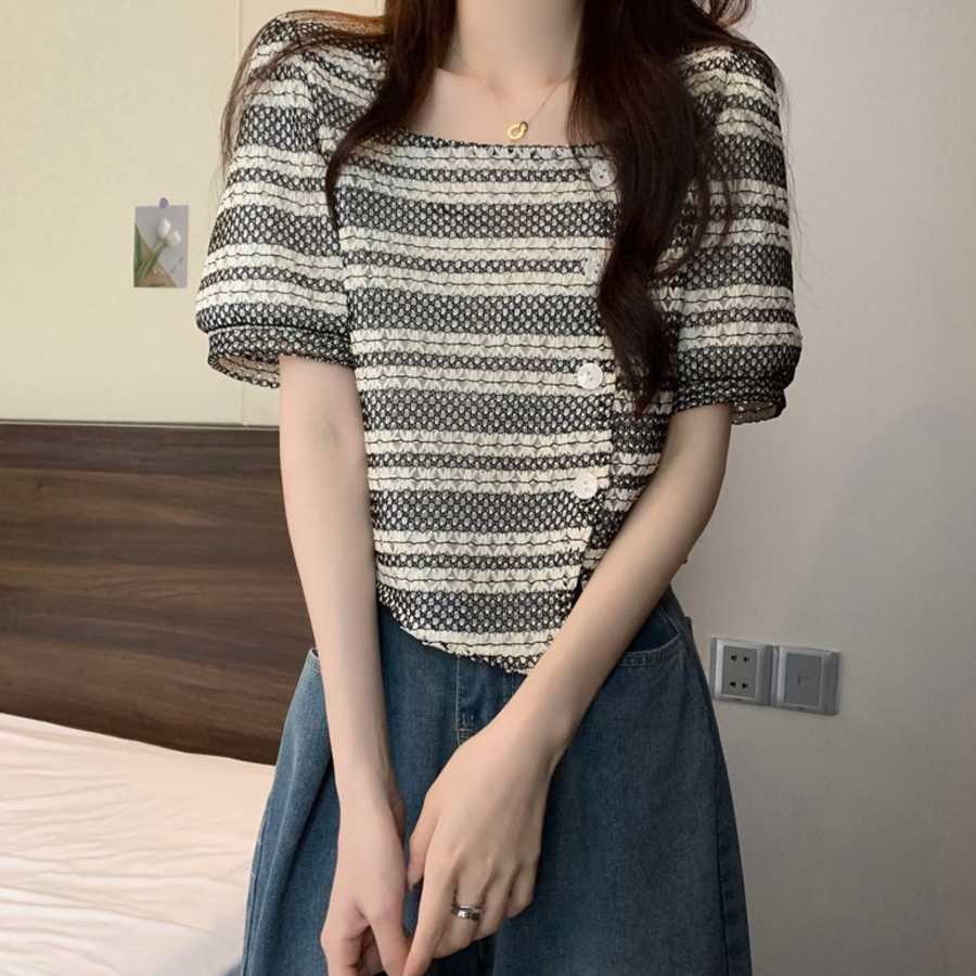 Square Short Sleeve Blouse