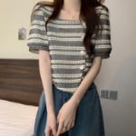 Square Short Sleeve Blouse