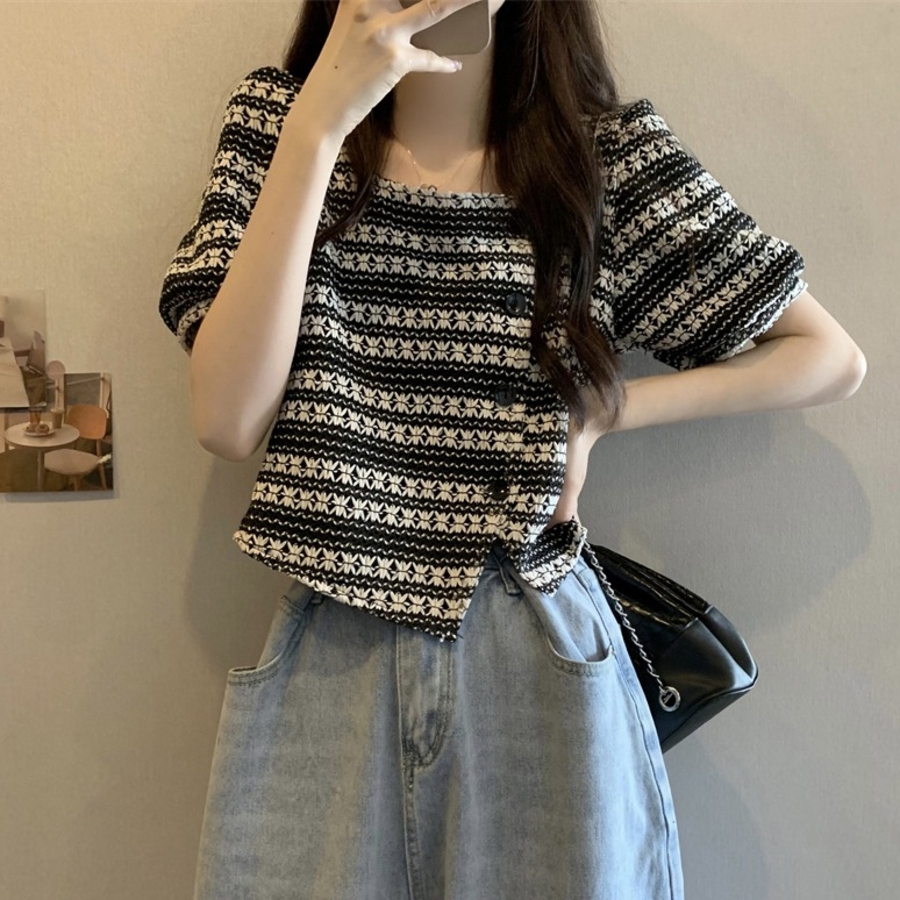 Square Short Sleeve Blouse