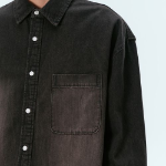 Big Brush Oversized Denim Shirt [Yellow Black]